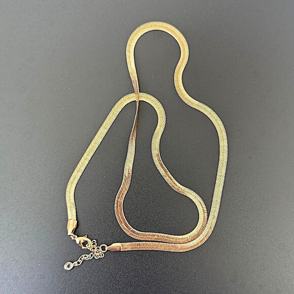 Herringbone Chain Gold Tone Adjustable Length 24 - 26 Inch - Picture 3 of 4